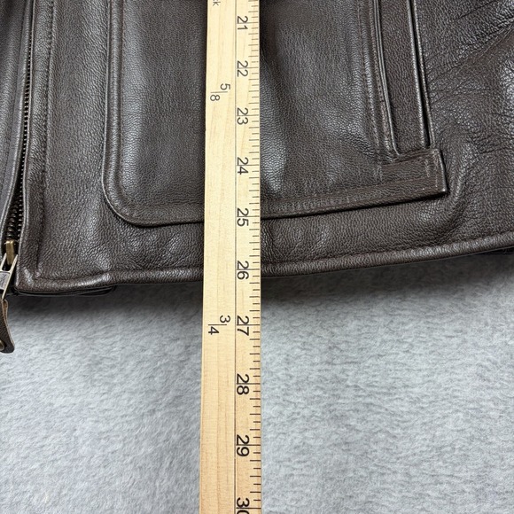 Vtg LL Bean Jacket Mens Medium Brown Leather Sherpa Pile Lined Bomber 90s USA - Picture 13 of 14